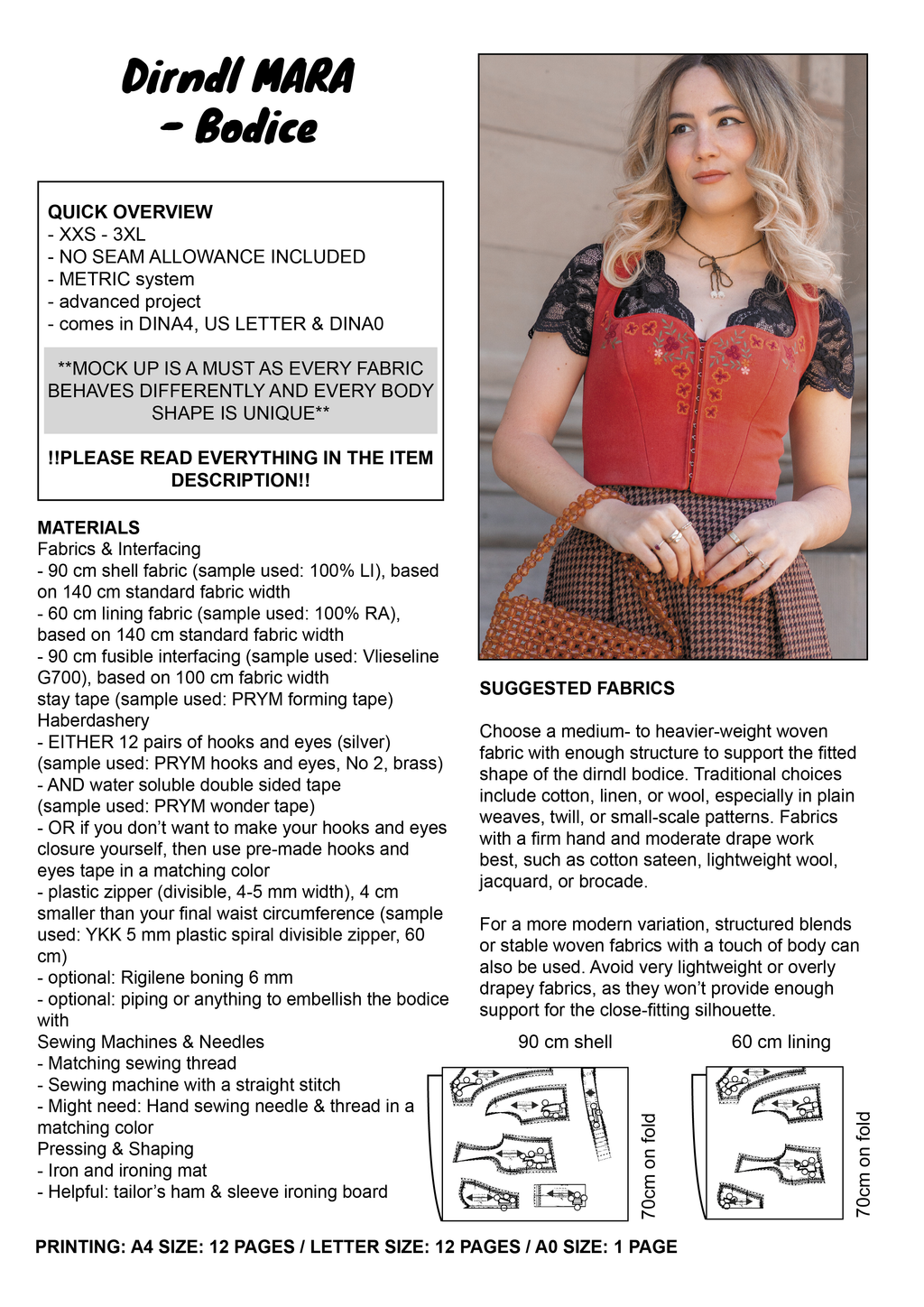 PATTERN - Modular Dirndl MARA - Bodice - THISISKACHI
