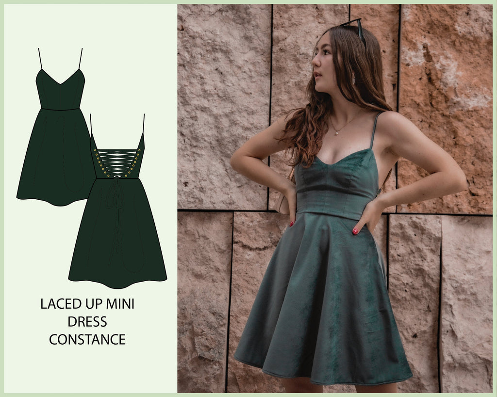 PATTERN - Laced Up Mini Dress CONSTANCE - THISISKACHI