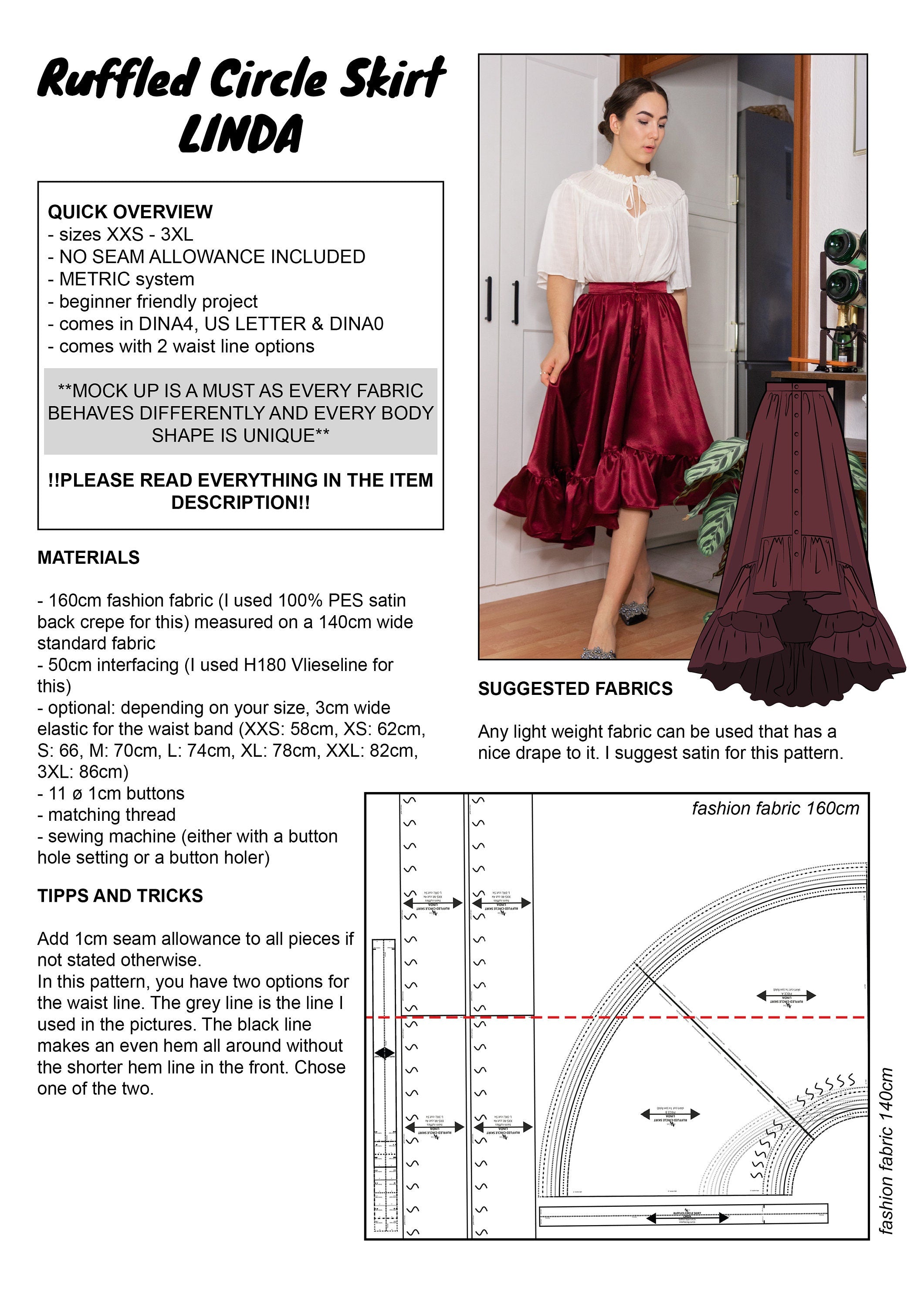 PATTERN - Ruffled Circle Skirt LINDA - THISISKACHI