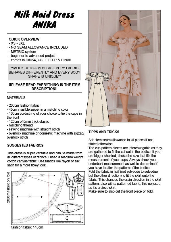 PATTERN - Milk Maid Dress ANIKA - THISISKACHI