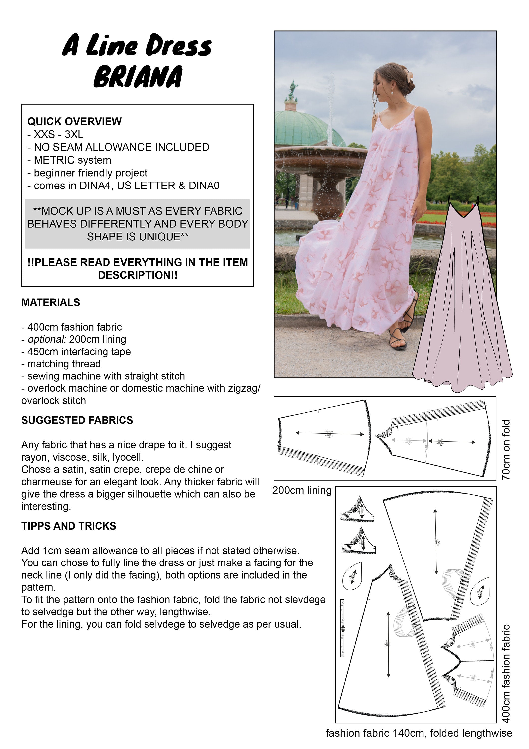 PATTERN - A Line Dress BRIANA PATTERN - A Line Dress BRIANA