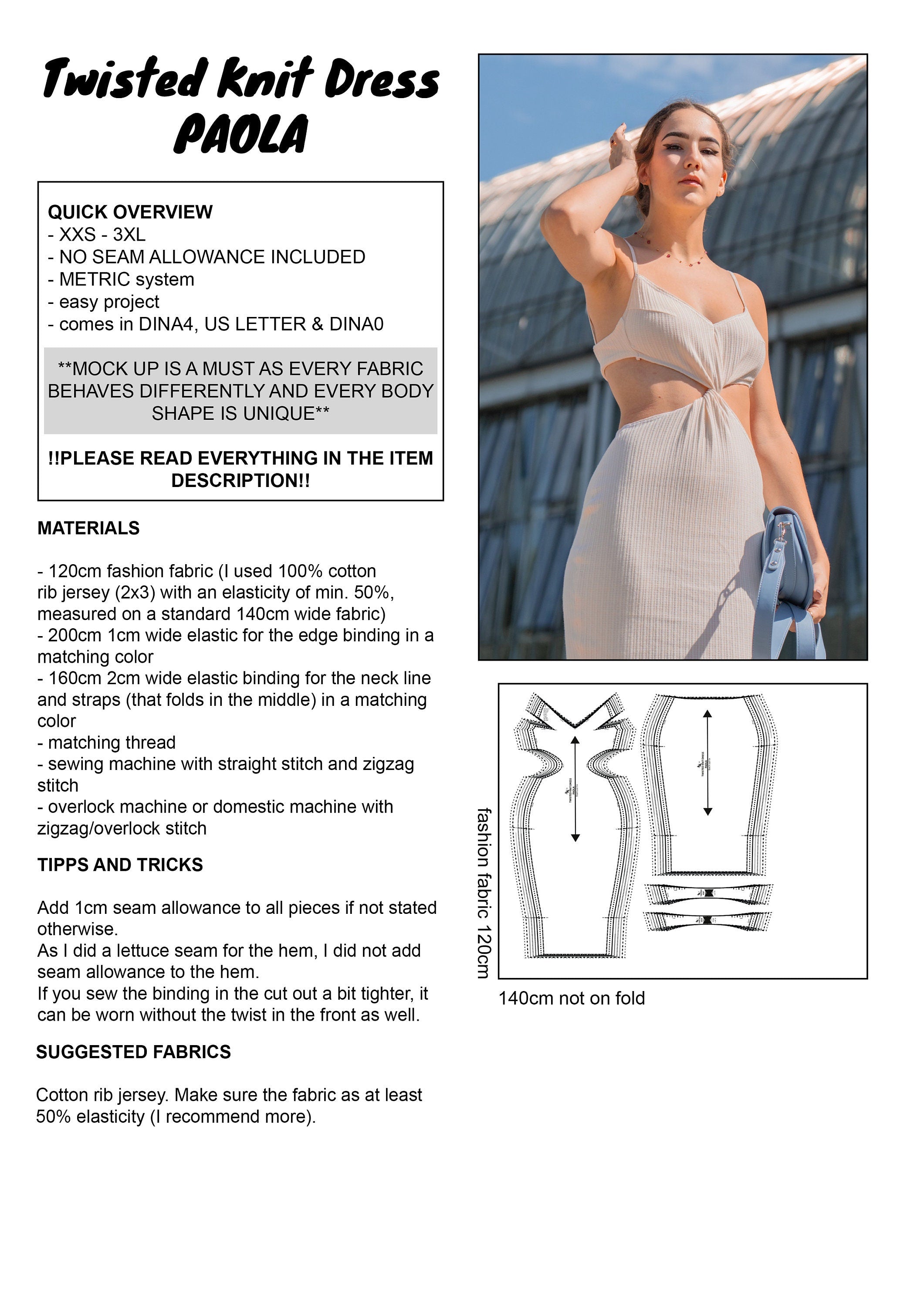 PATTERN - Twisted Knit Dress PAOLA - THISISKACHI