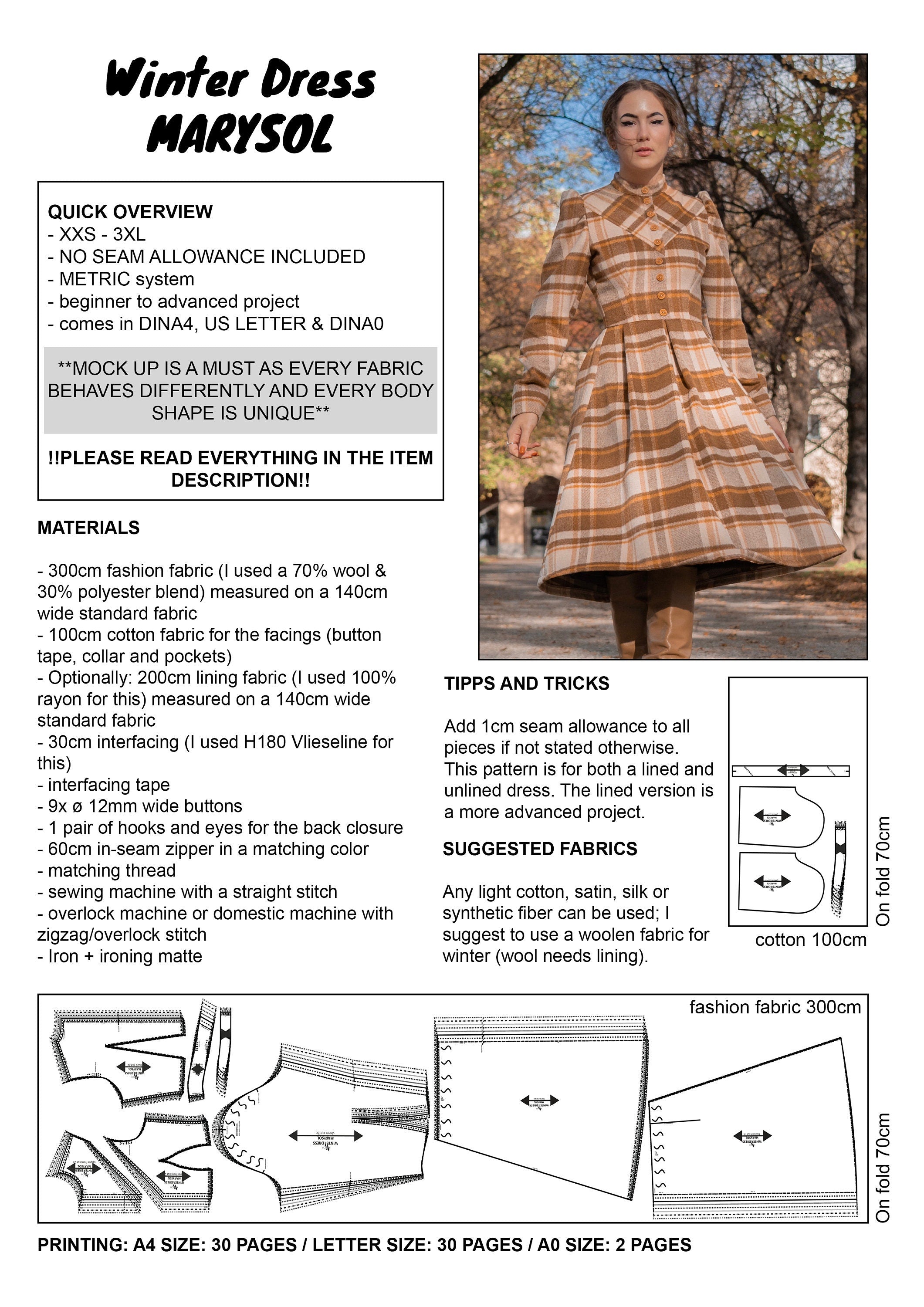 PATTERN - Winter Dress MARYSOL - THISISKACHI