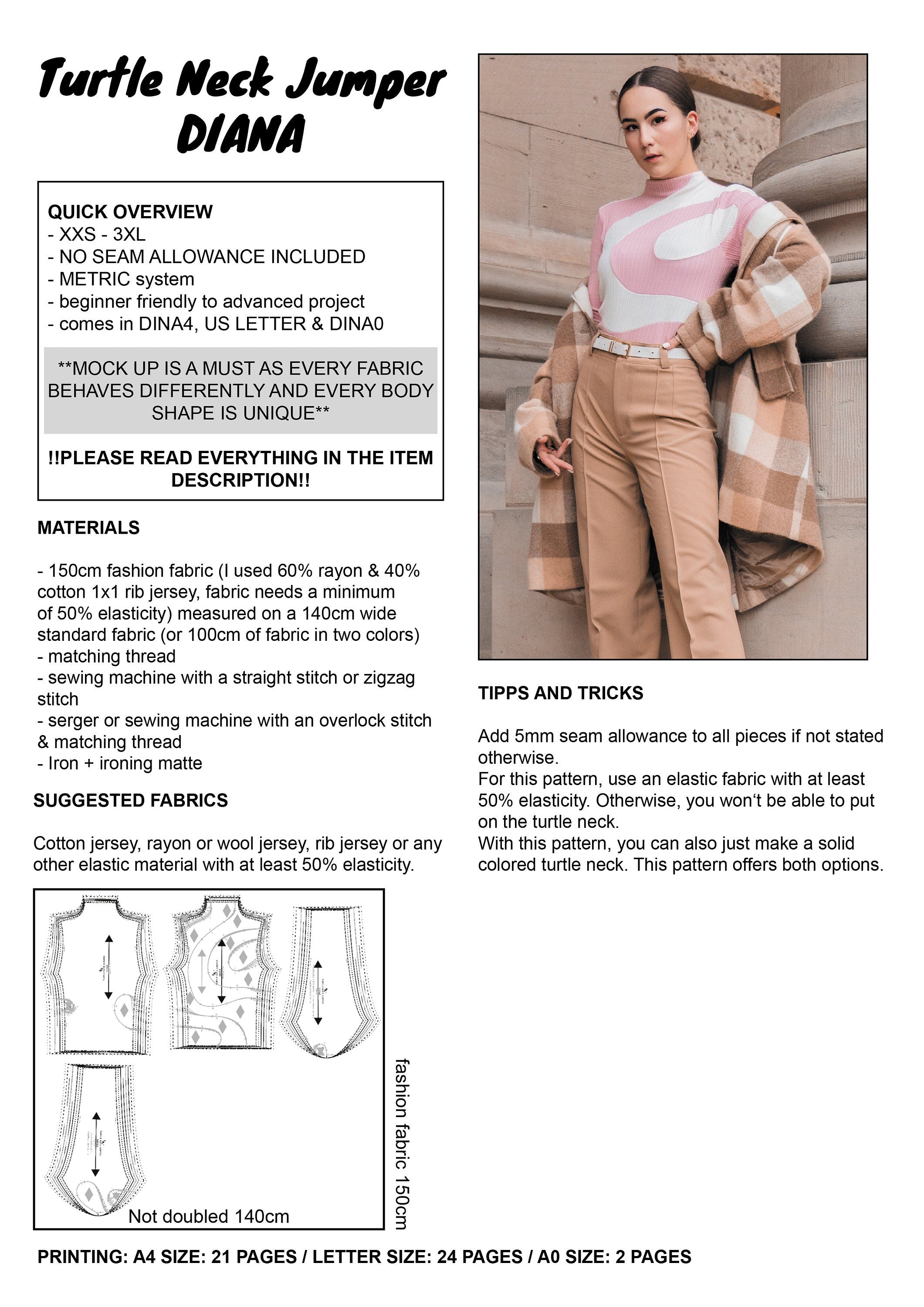 PATTERN - Turtle Neck Jumper DIANA - THISISKACHI