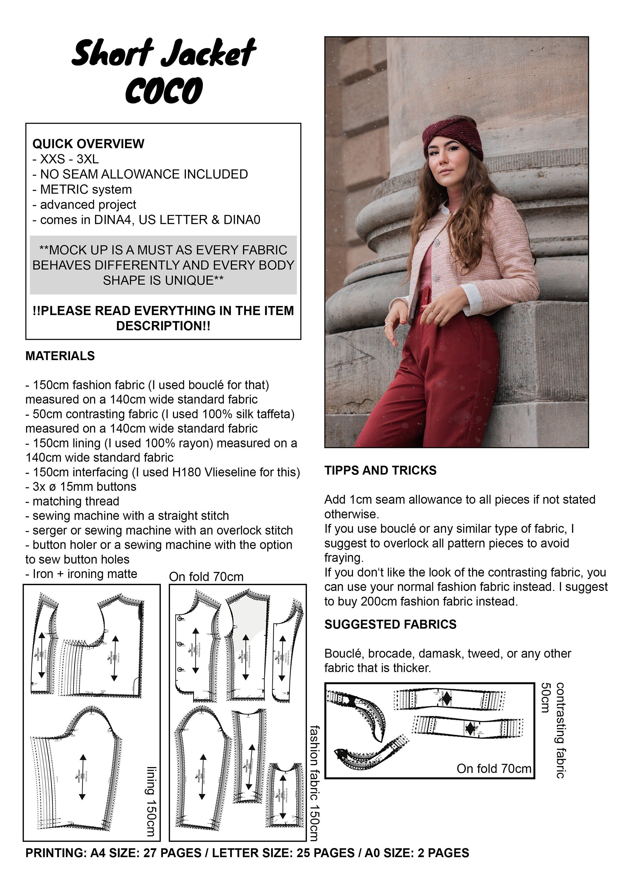 PATTERN - Short Jacket COCO - THISISKACHI