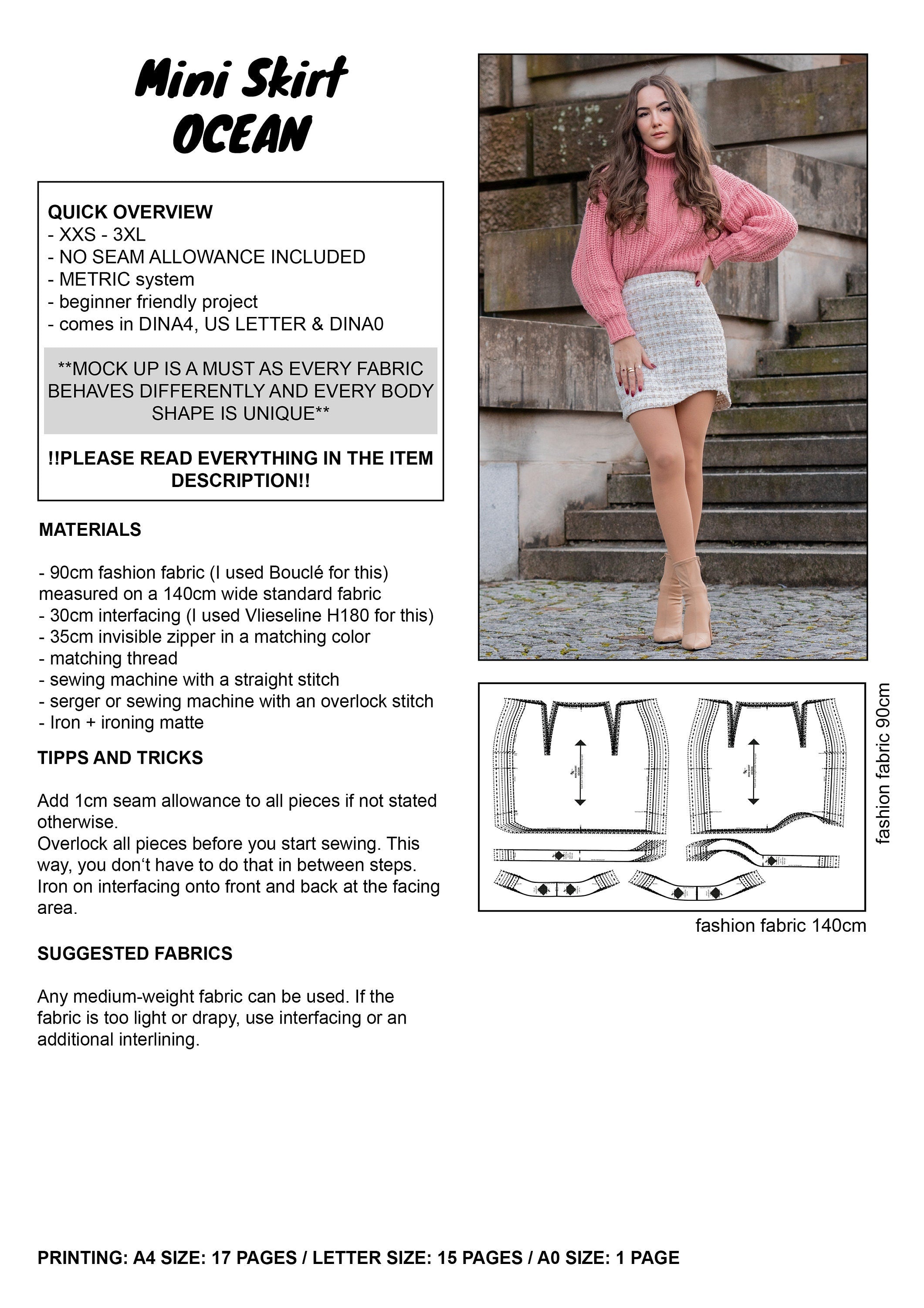 PATTERN - Mini Skirt OCEAN - THISISKACHI