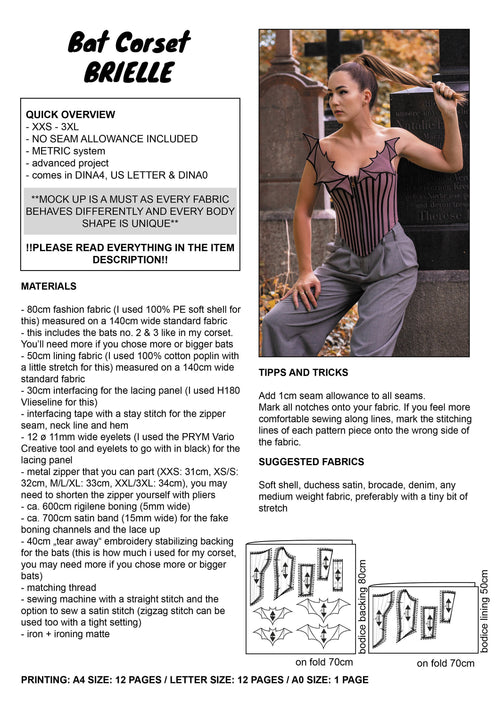 PATTERN - Bat Corset BRIELLE - THISISKACHI