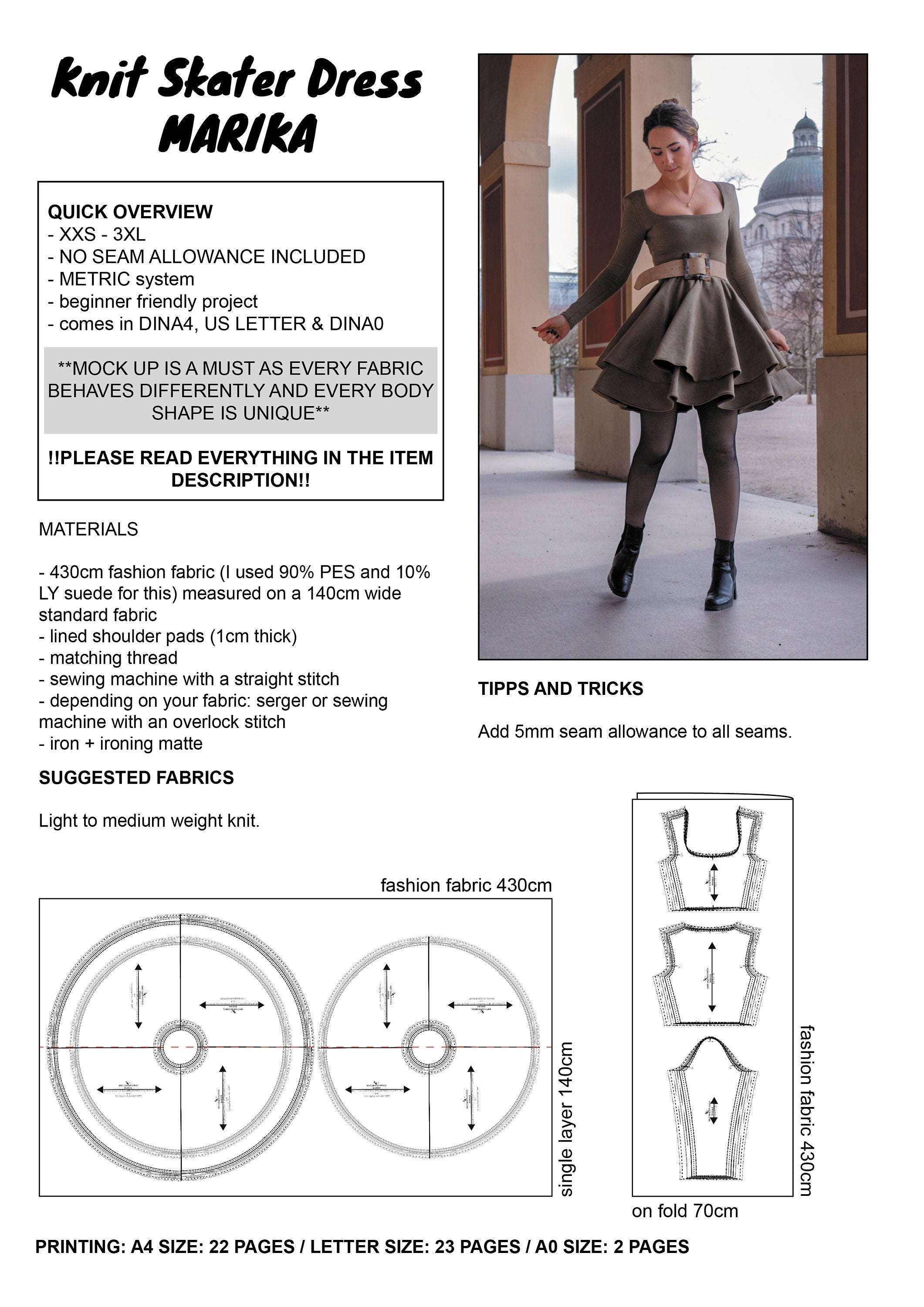 PATTERN - Knit Skater Dress MARIKA - THISISKACHI