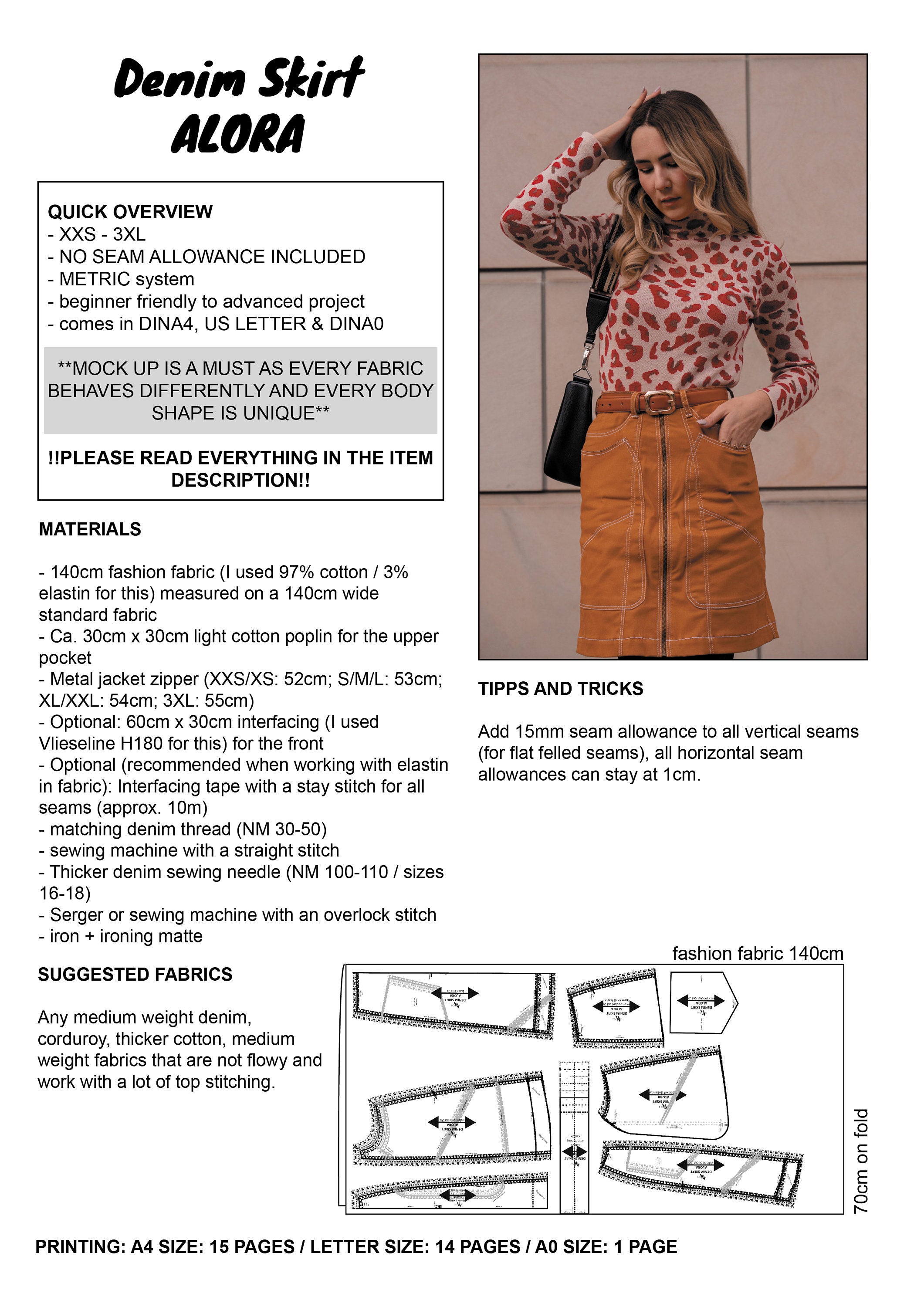 PATTERN - Denim Skirt ALORA - THISISKACHI