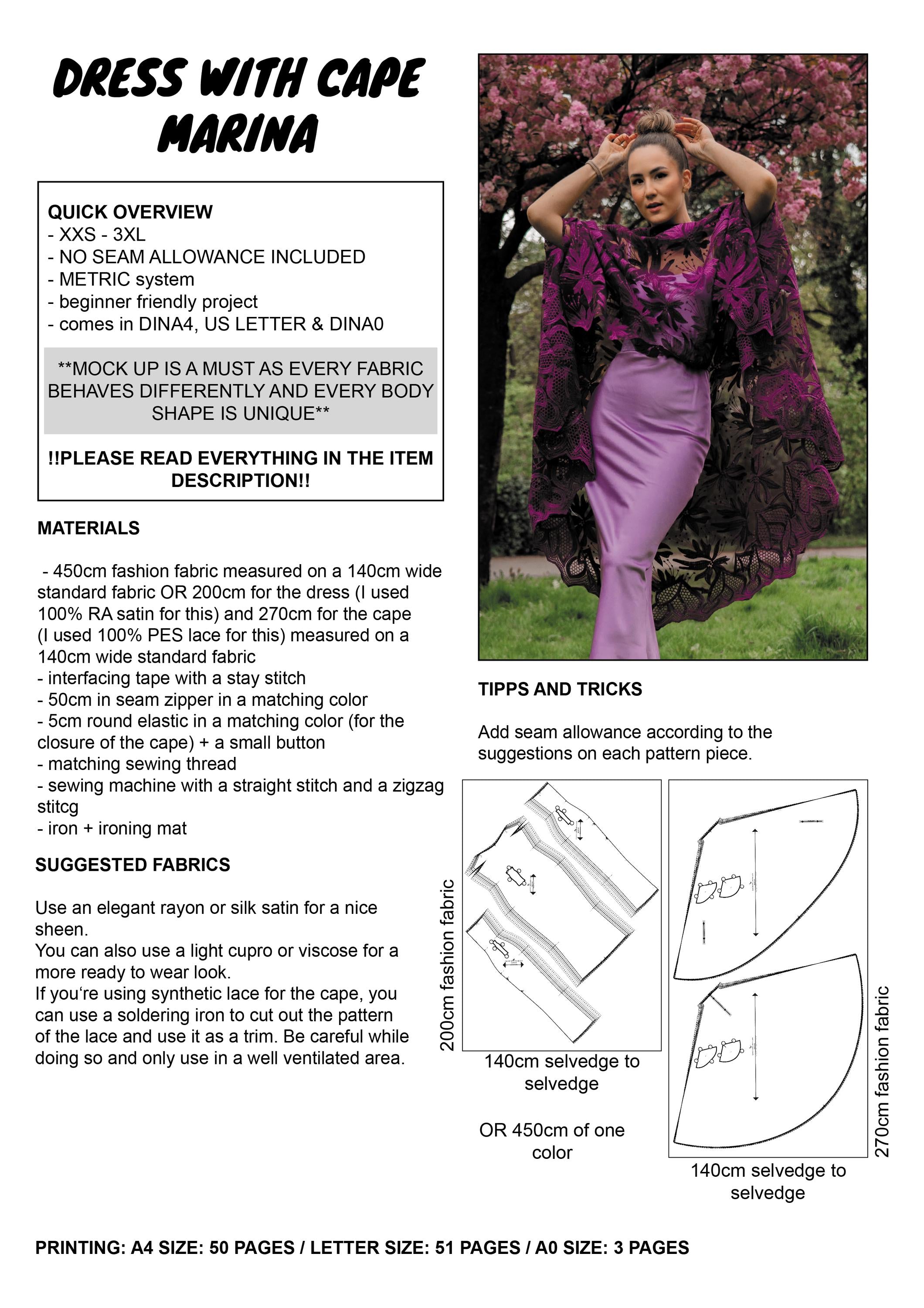 PATTERN - Dress with Cape MARINA - THISISKACHI